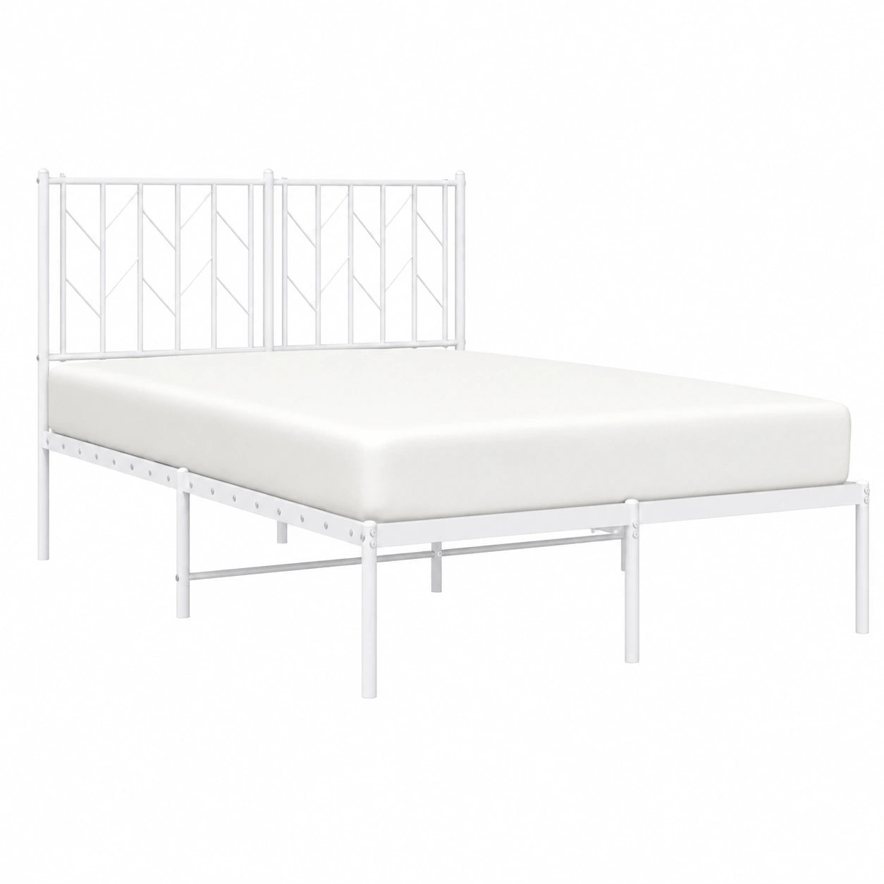 Cama Blanca de Metal con Cabecero 120x190 cm para Dormitorio