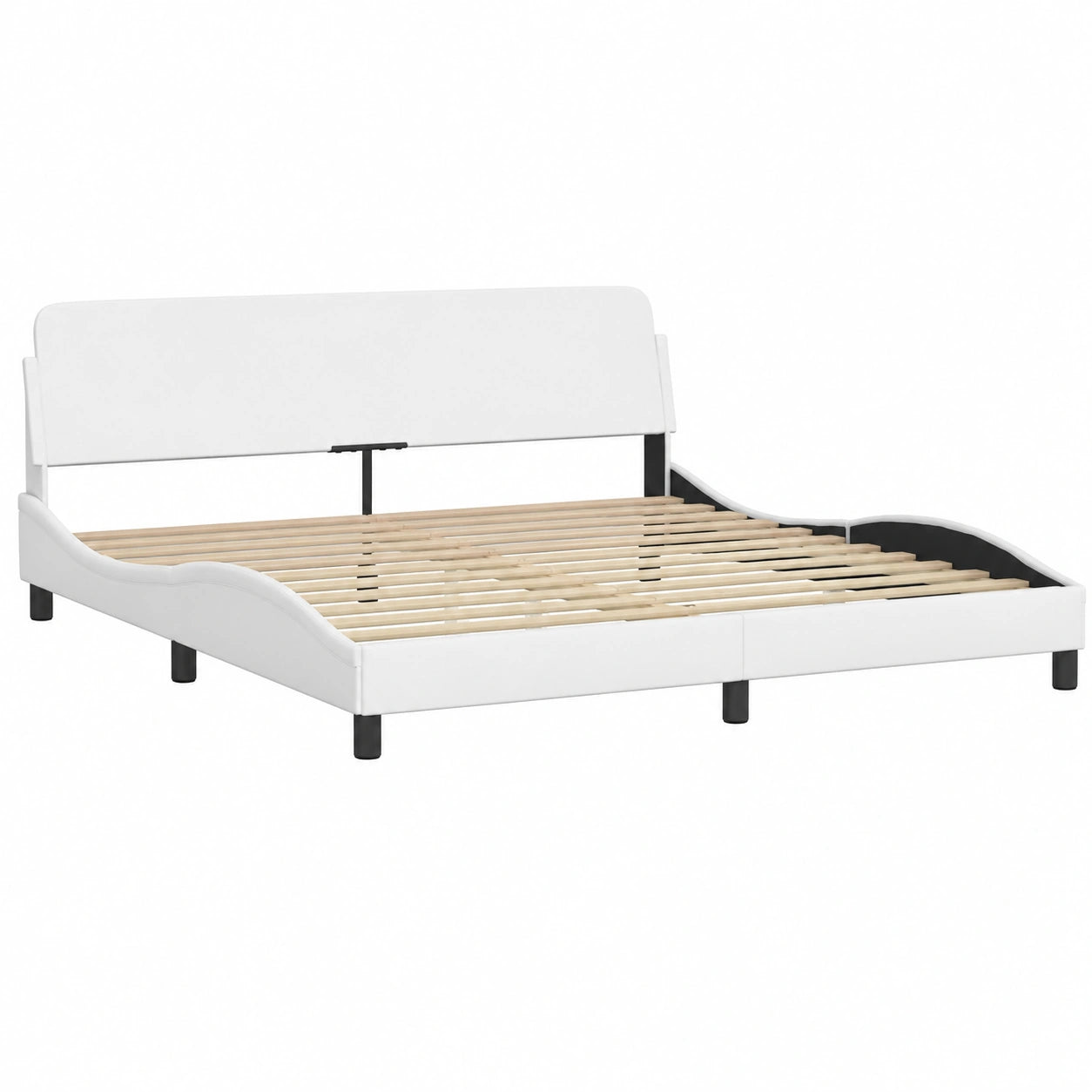 Cama Dover de Cuero Sintético Blanco 200x200 cm con Estructura y Somier
