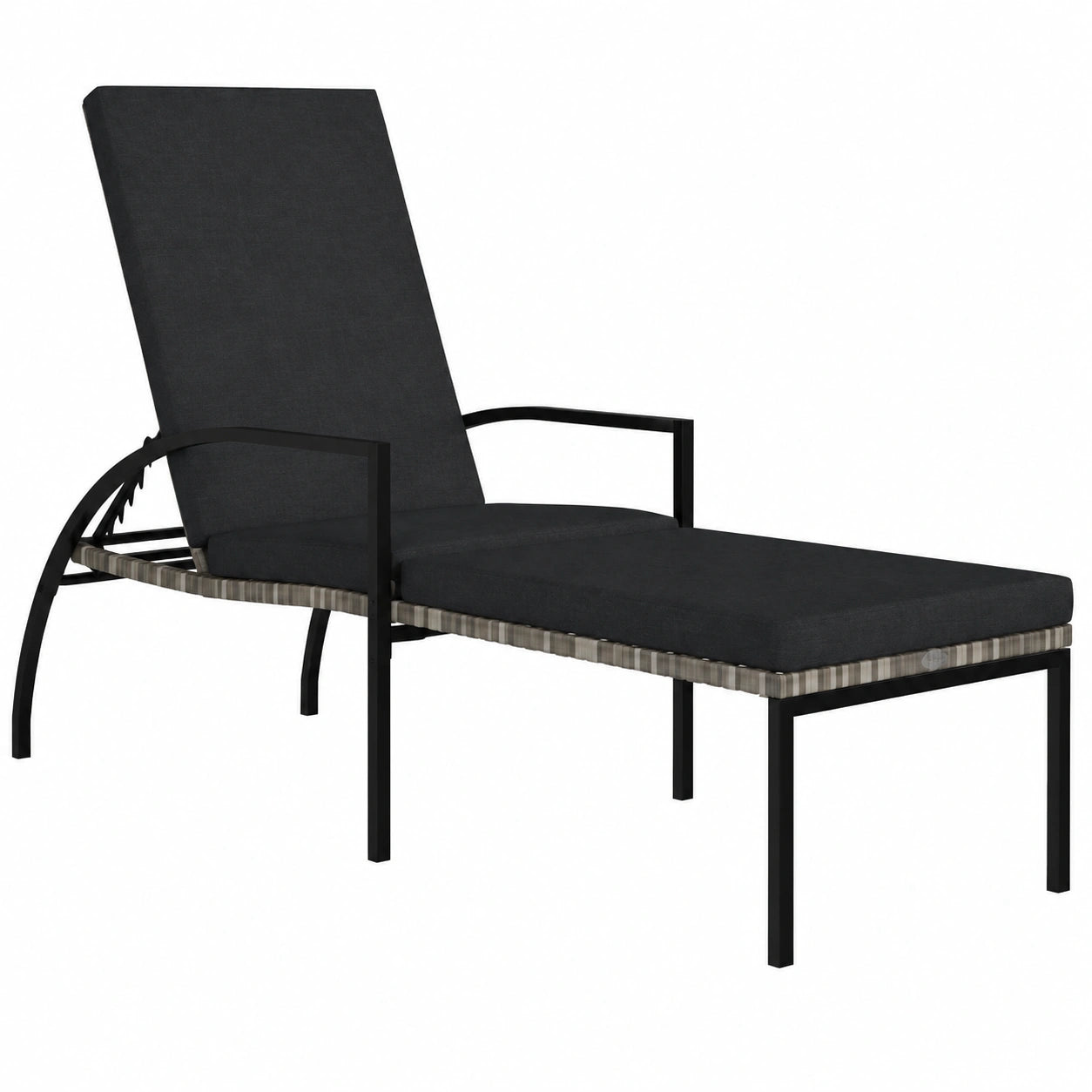 Tumbona Plegable de Ratán PE para Exterior con Reposapiés, Gris