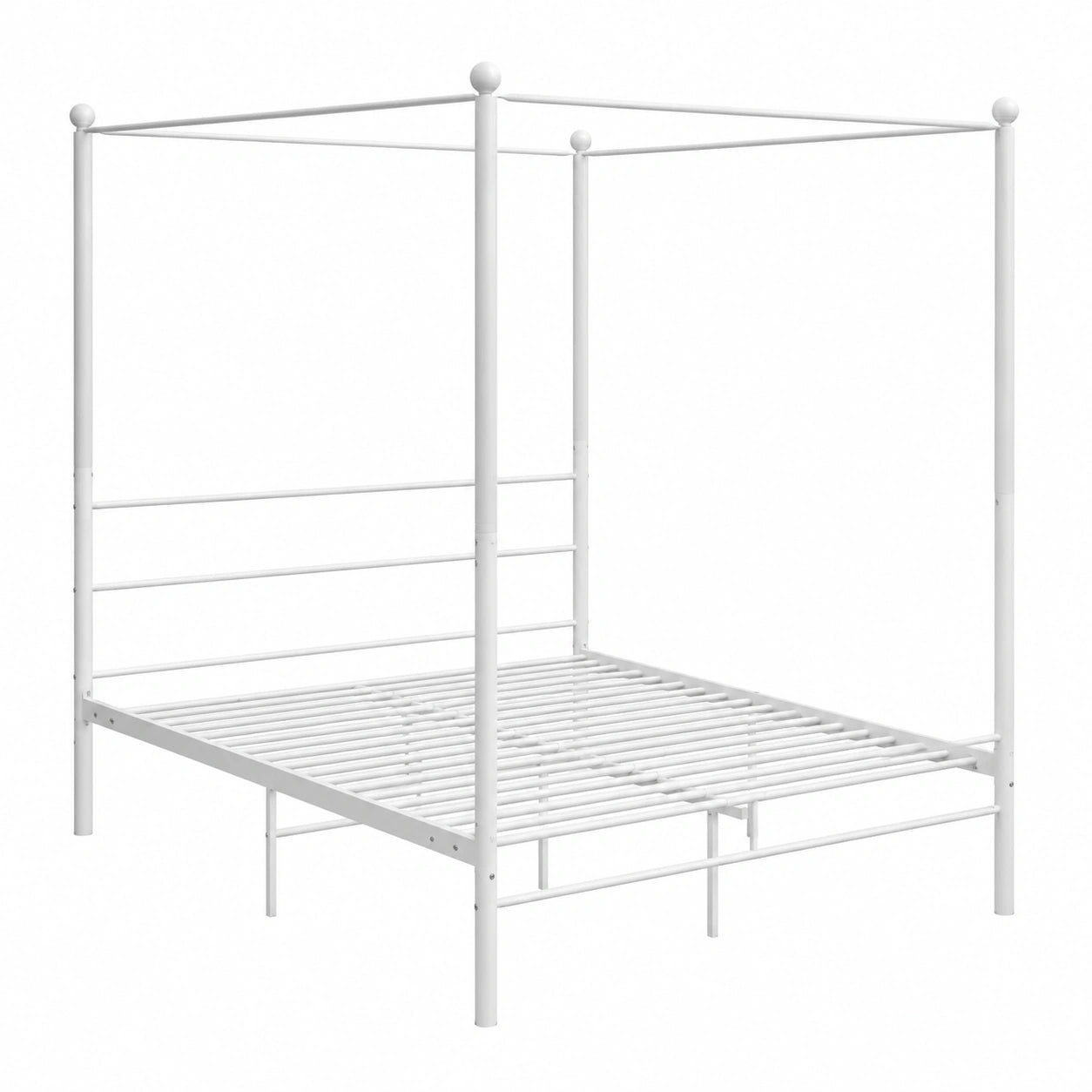Cama Casa de Metal Blanca con Dosel 160x200 cm para Dormitorio