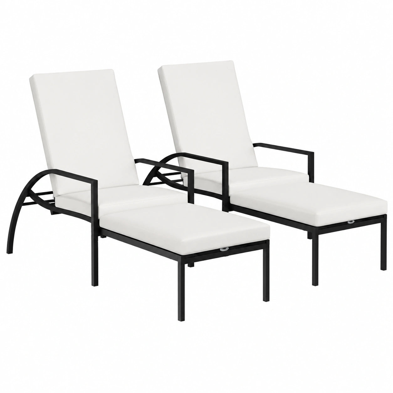 Conjunto de Dos tumbonas plegables de ratán sintético para exterior - Negro