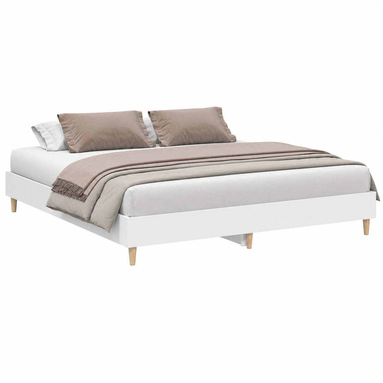 Estructura de Cama Doble sin Colchón Blanca 180x200 cm de Madera