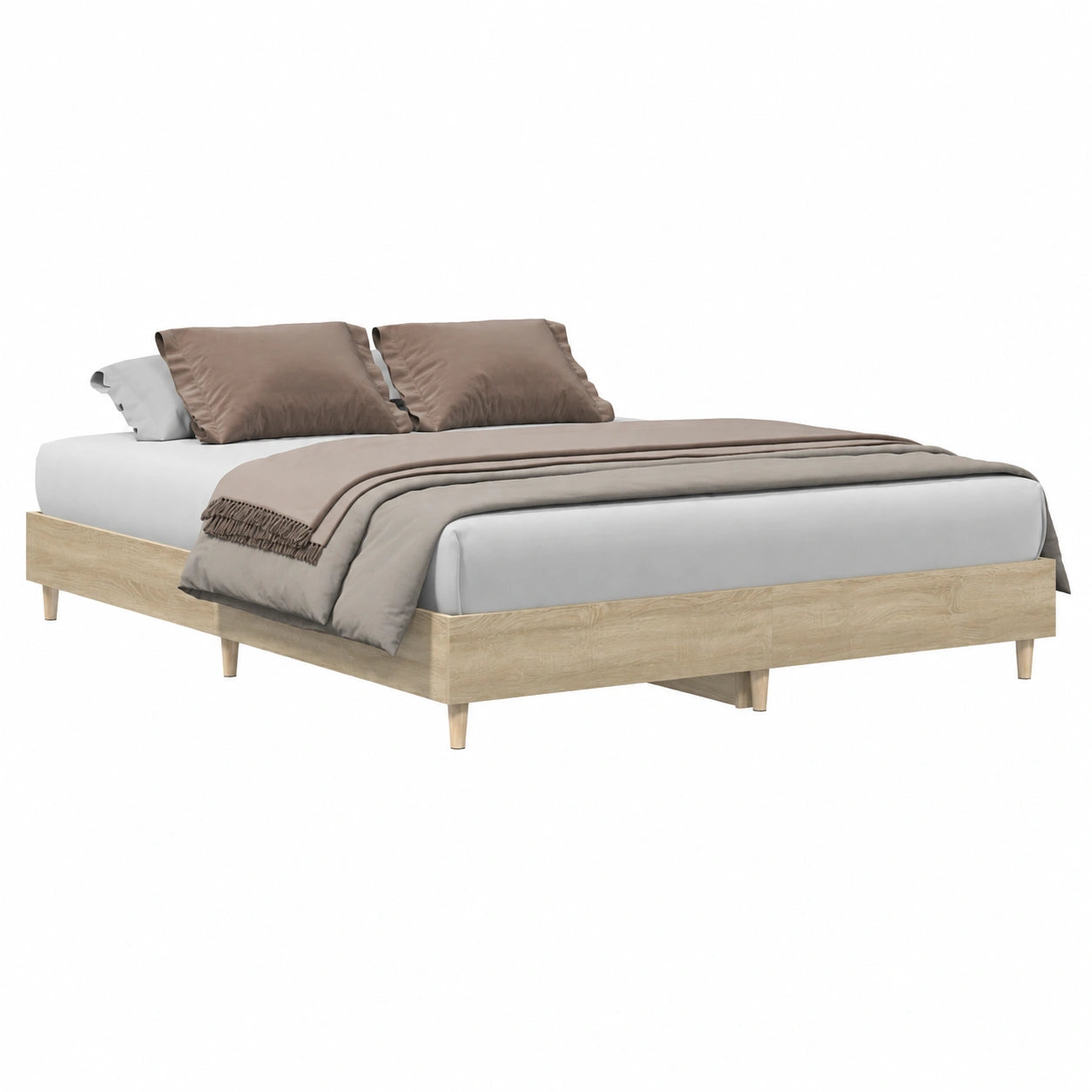 Cama Matrimonial de Madera Roble Sonoma 150x200 cm sin Colchón