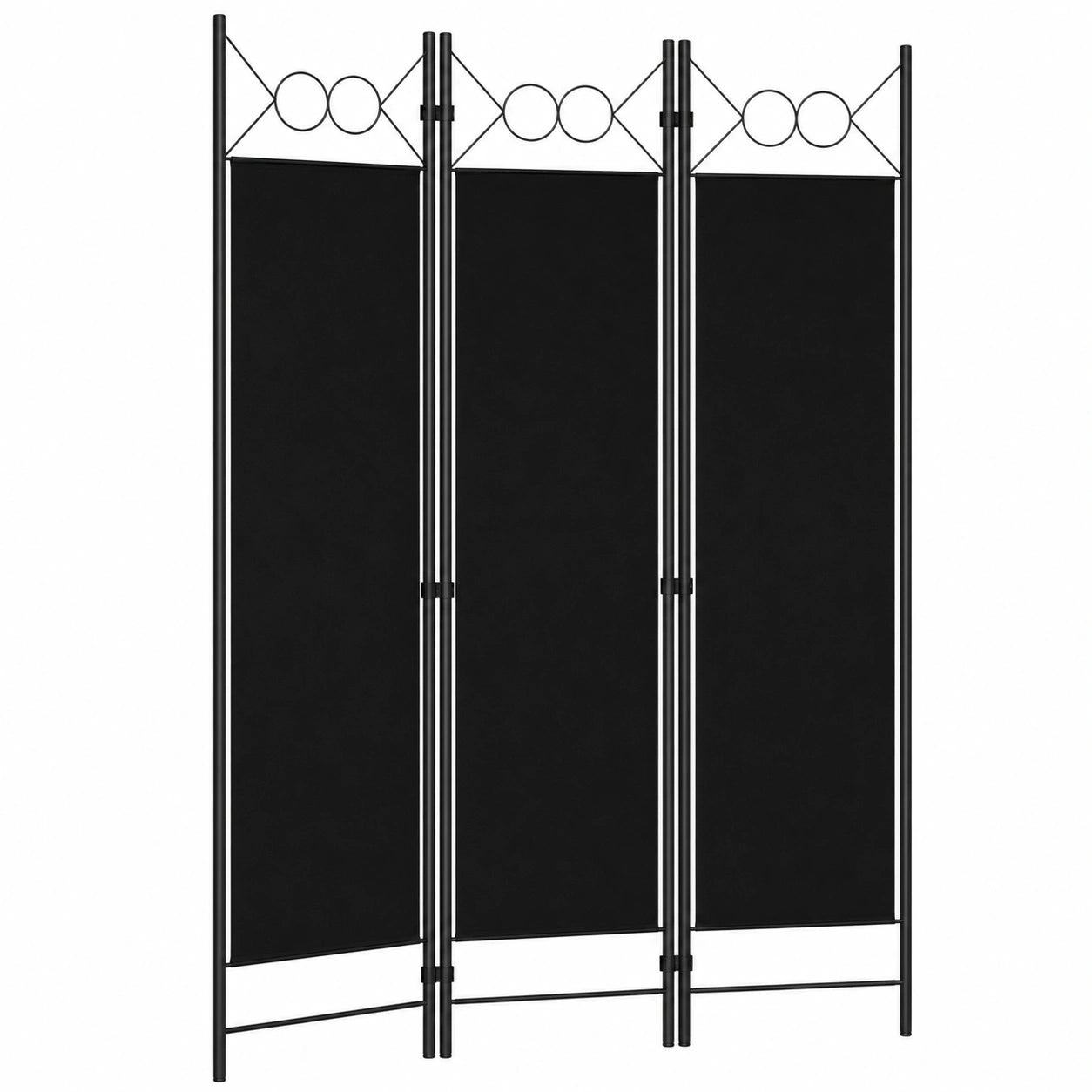Homgoday Biombo Plegable 3 Paneles Negro para Interiores y Exteriores, 120 x 180 cm