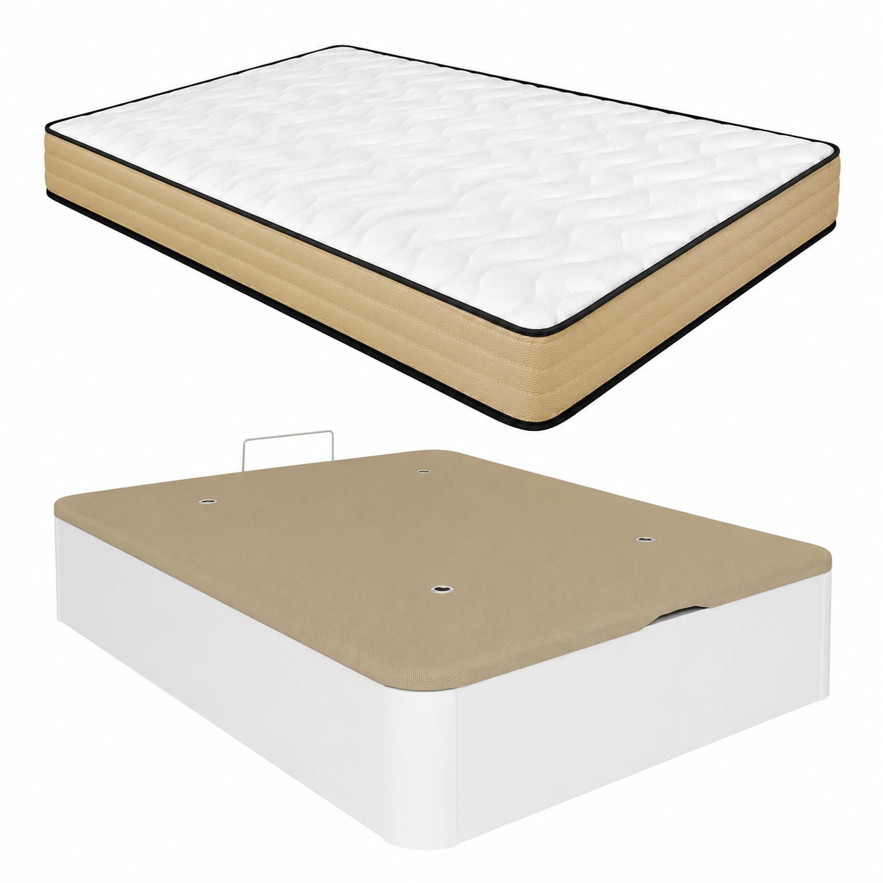 Colchón Viscoelástico Aura Reversible con Canapé Abatible, Blanco 135 x 180