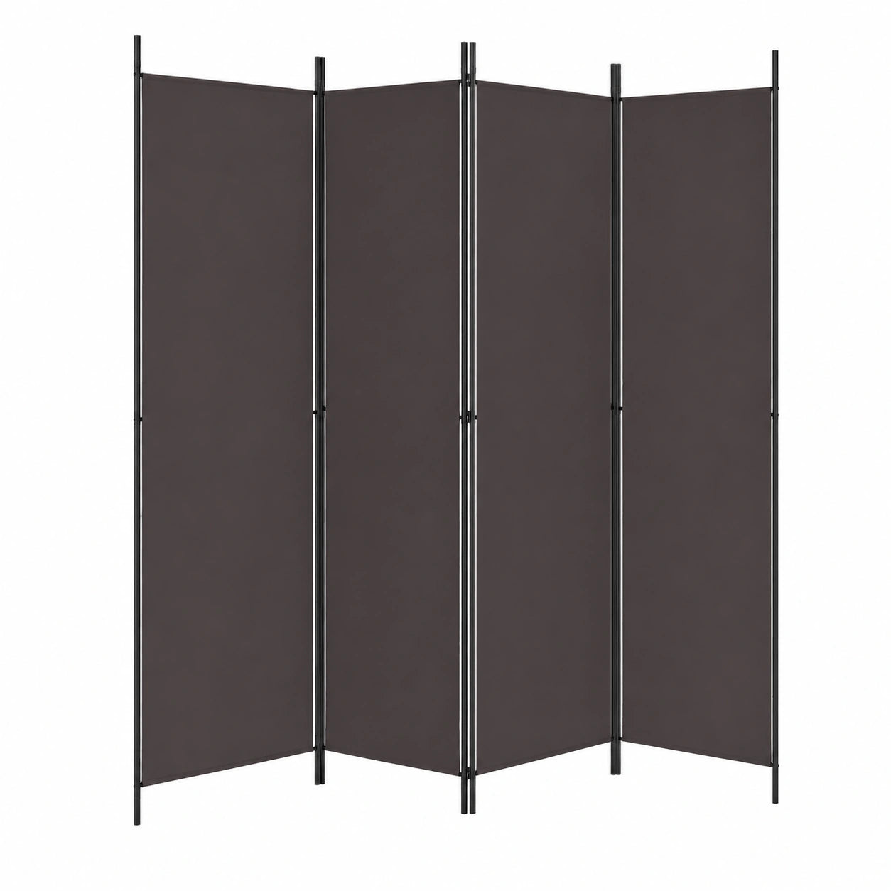 Biombo de Tela Marrón de 6 Paneles 300x220 cm para Separación de Espacios