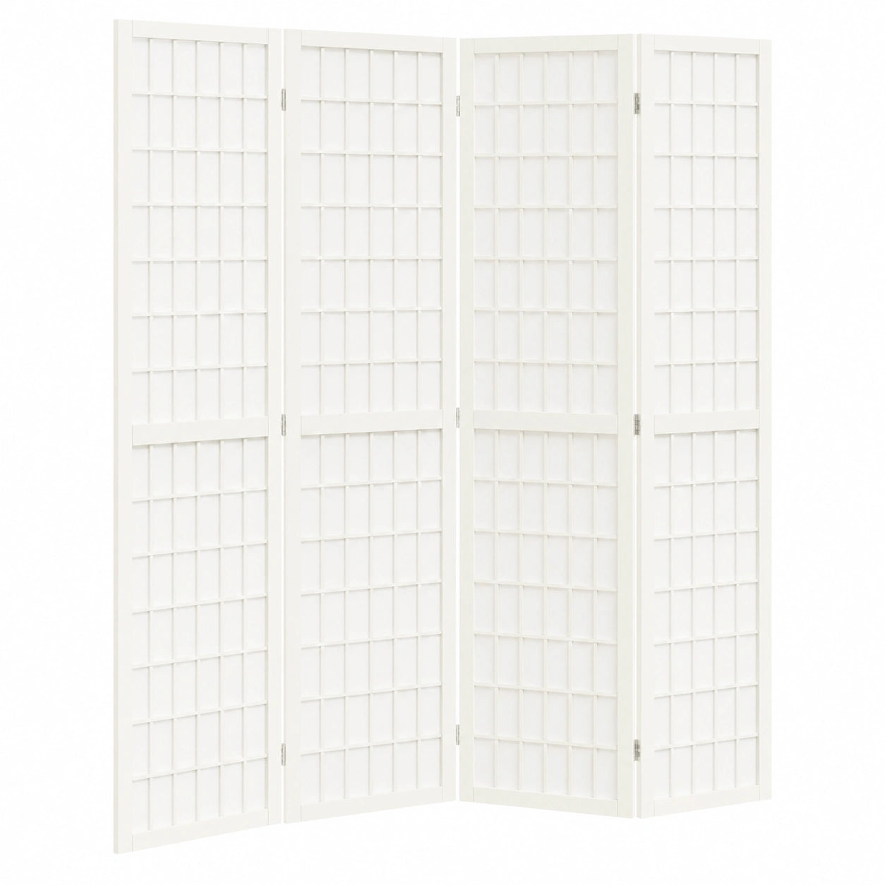 Biombo Plegable Japonés de 4 Paneles, 160x170 cm, Blanco