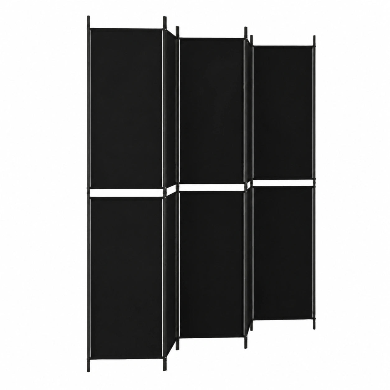 Biombo de Tela Negro de 5 Paneles, 250x220 cm, Separador de Espacios Moderno