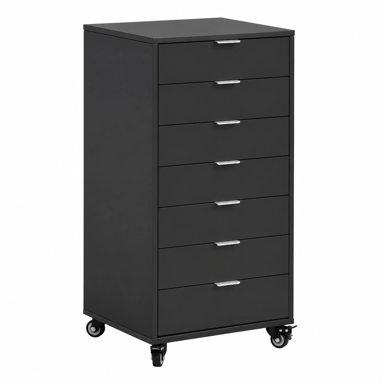 Cajonera Móvil con 7 Cajones para Oficina y Hogar, Ideal para Impresora, 47,6x40x87,1cm, Negro