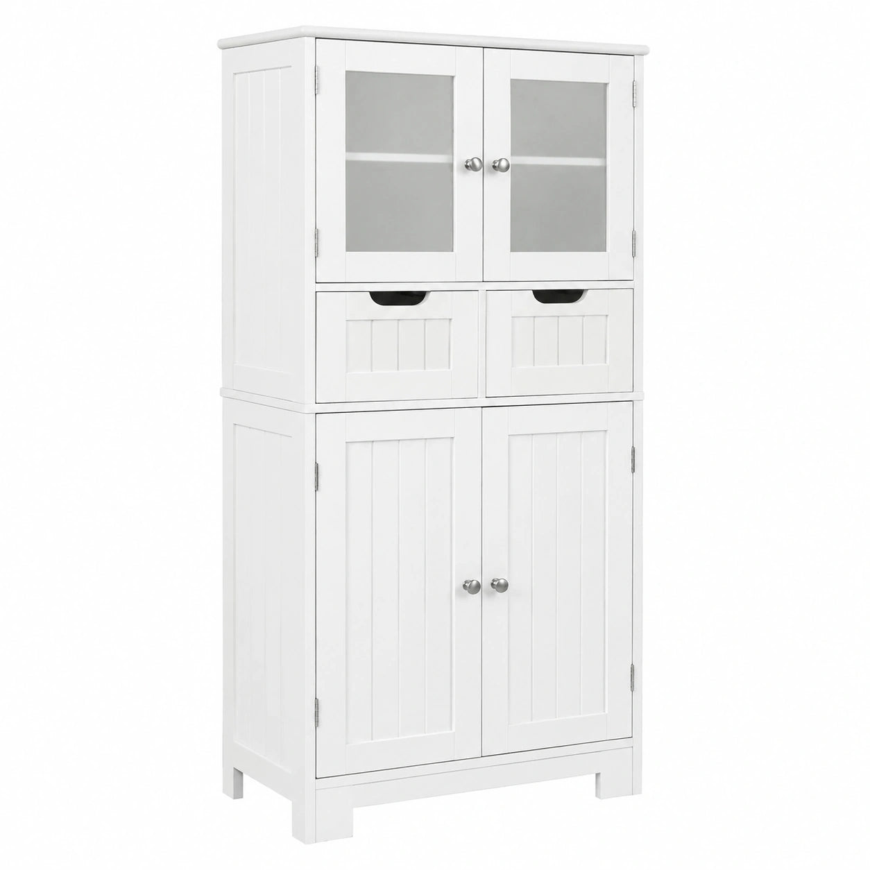 Armario de Baño Multifuncional con Estantes Ajustables y Cajones, Puertas Dobles para Almacenaje en Cocina, Blanco