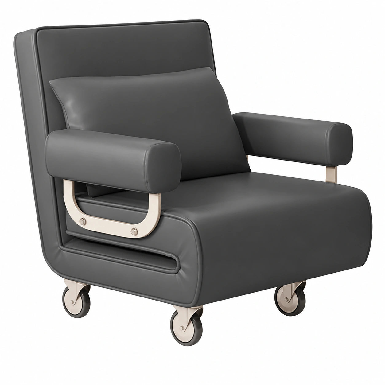 Sofá cama convertible 3 en 1 con ruedas y respaldo ajustable gris