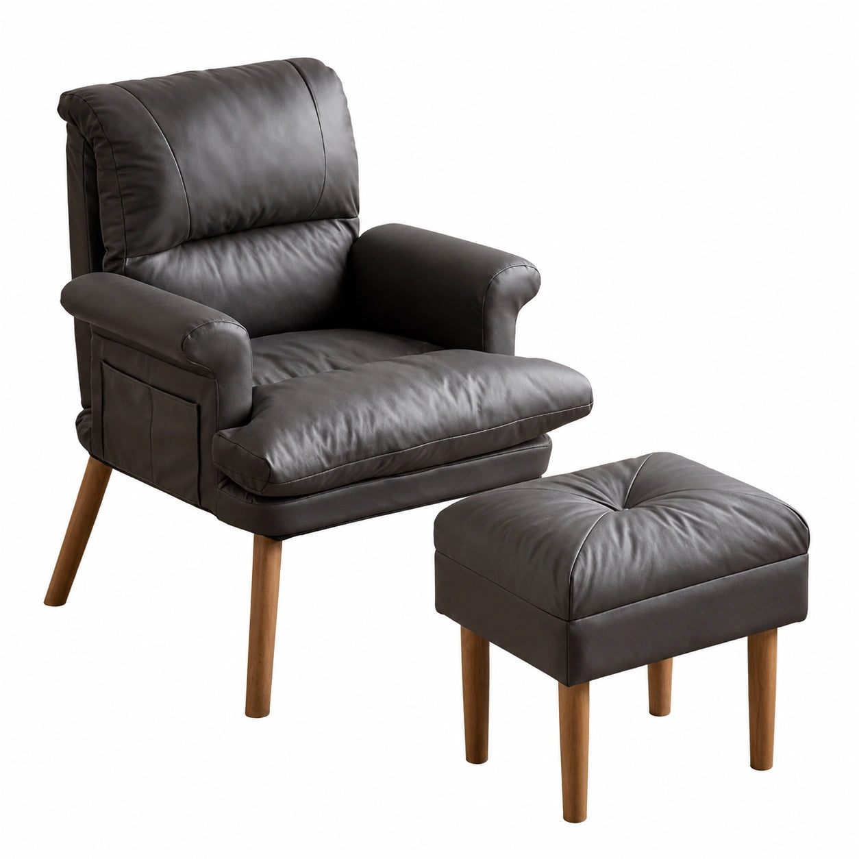 Butaca Moderna con Brazos, Sillón de Lectura Cómodo, Sofá Cama Individual Acolchado para Relax Nocturno (Gris)