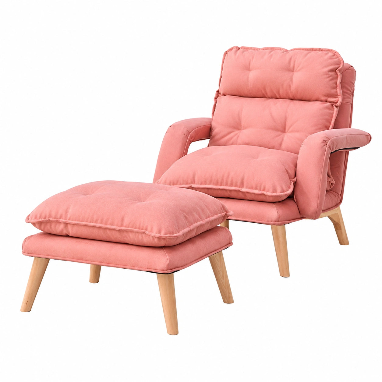 Sillón Reclinable Beige con Reposapiés, Sofá Cama 1 Plaza, Diseño Moderno, Respaldo Ajustable 90-180°
