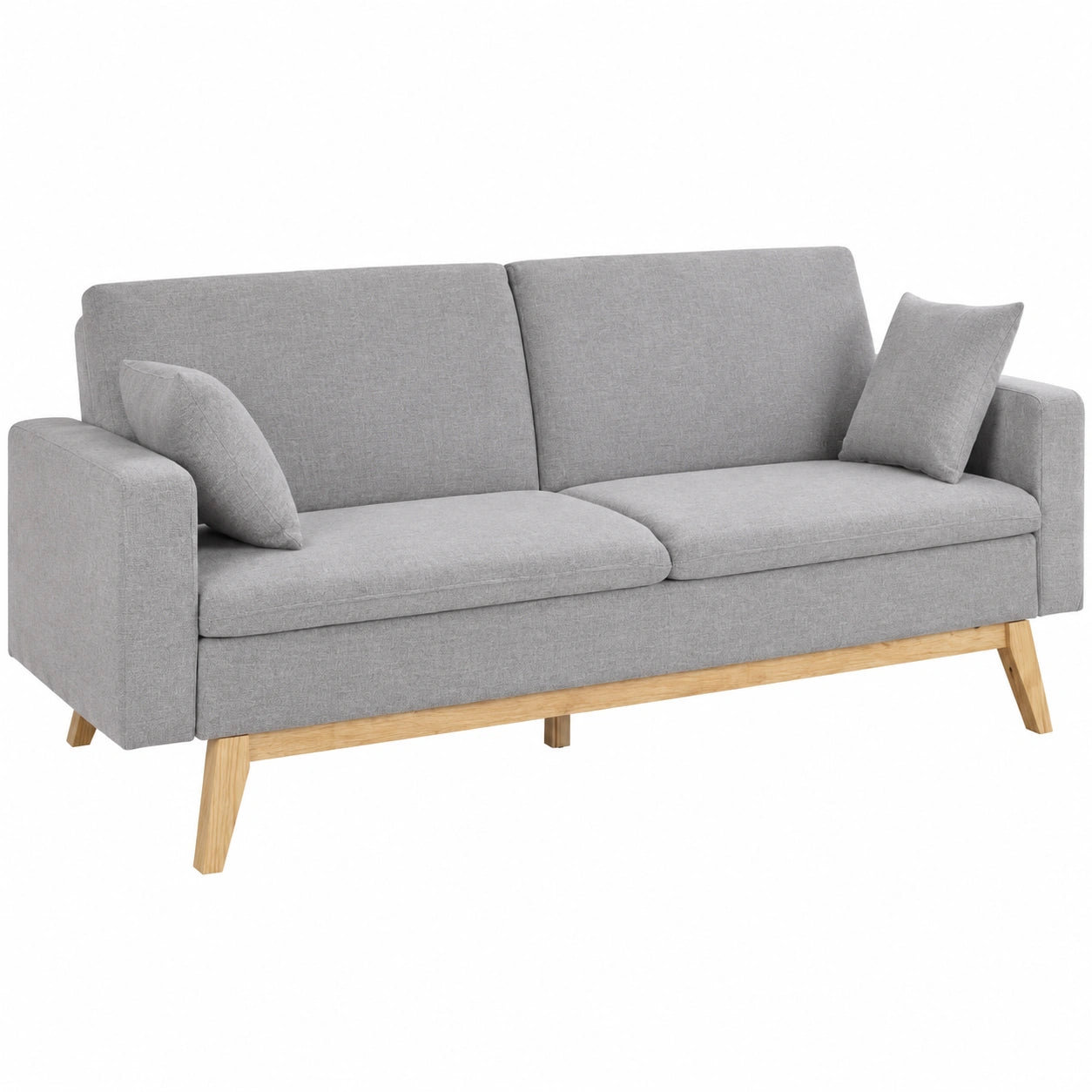 Sofá Cama Reine 3 Plazas con Apertura Clic-clac y Cojines, Gris Claro