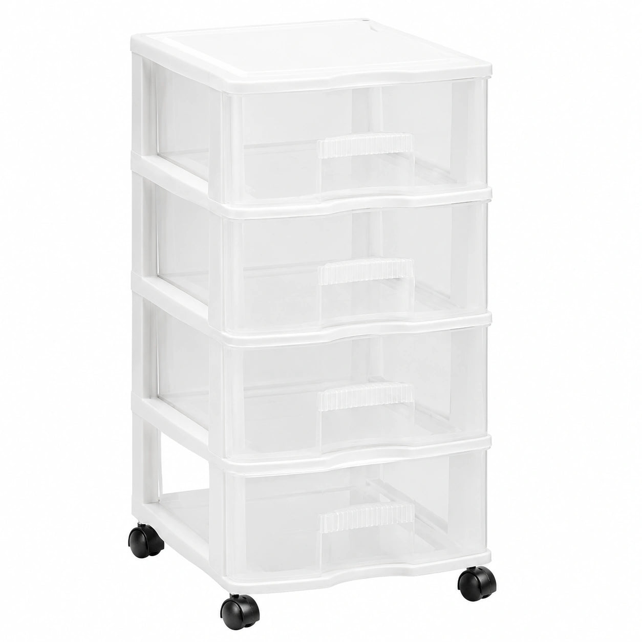Cajonera con Ruedas para Oficina u Hogar, 4 Cajones, 64x37x39 cm, Blanco