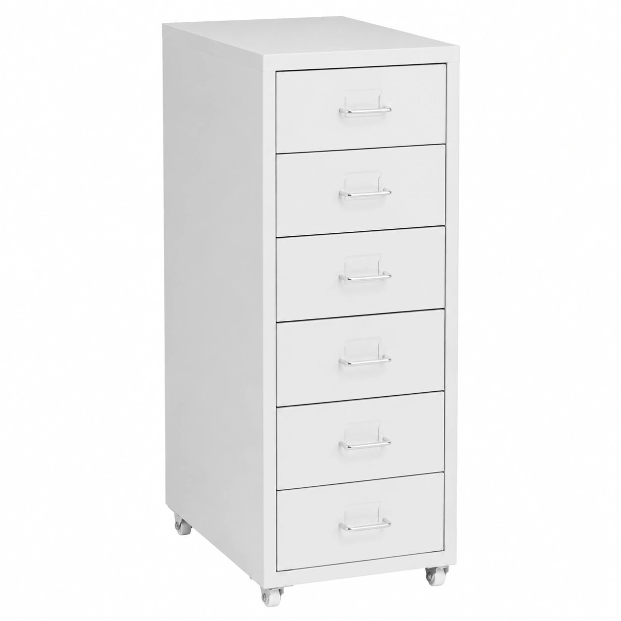 Cajonera de Metal con Ruedas para Oficina, 6 Cajones, 41x28x69 cm, Color Gris Claro
