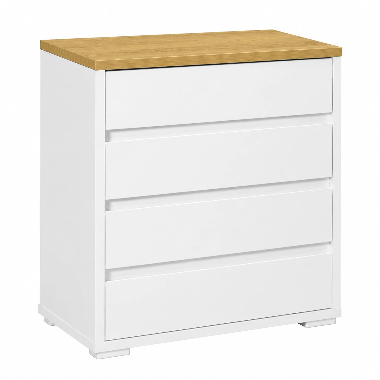 Cómoda HOMCOM de 4 Cajones, Estilo Moderno, sin Tiradores, para Dormitorio u Oficina, 70x37x75 cm, Blanco