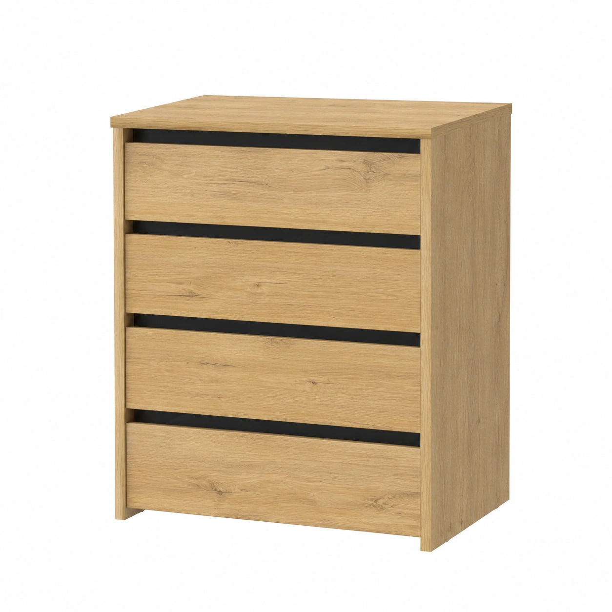 Cajonera de 4 Cajones, Cómada para Dormitorio, Estilo Roble Cambrian, 63.5x46x45cm