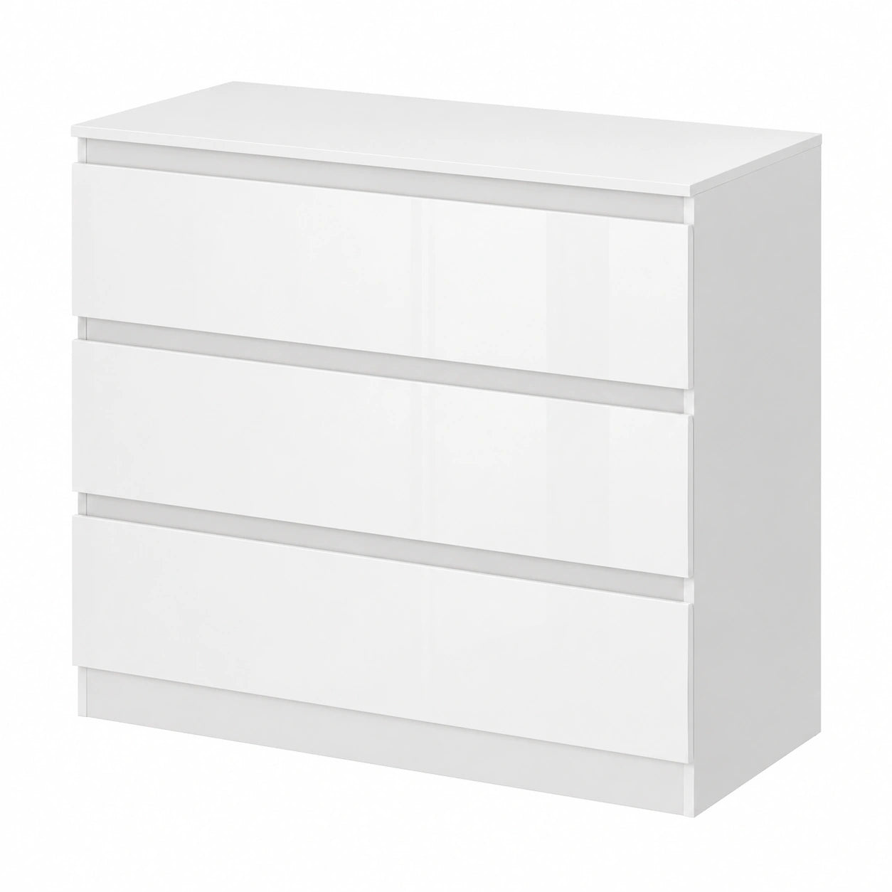 Cajonera Moderna Blanca de MDF con 3 Cajones para Dormitorio, 80x48x78 cm