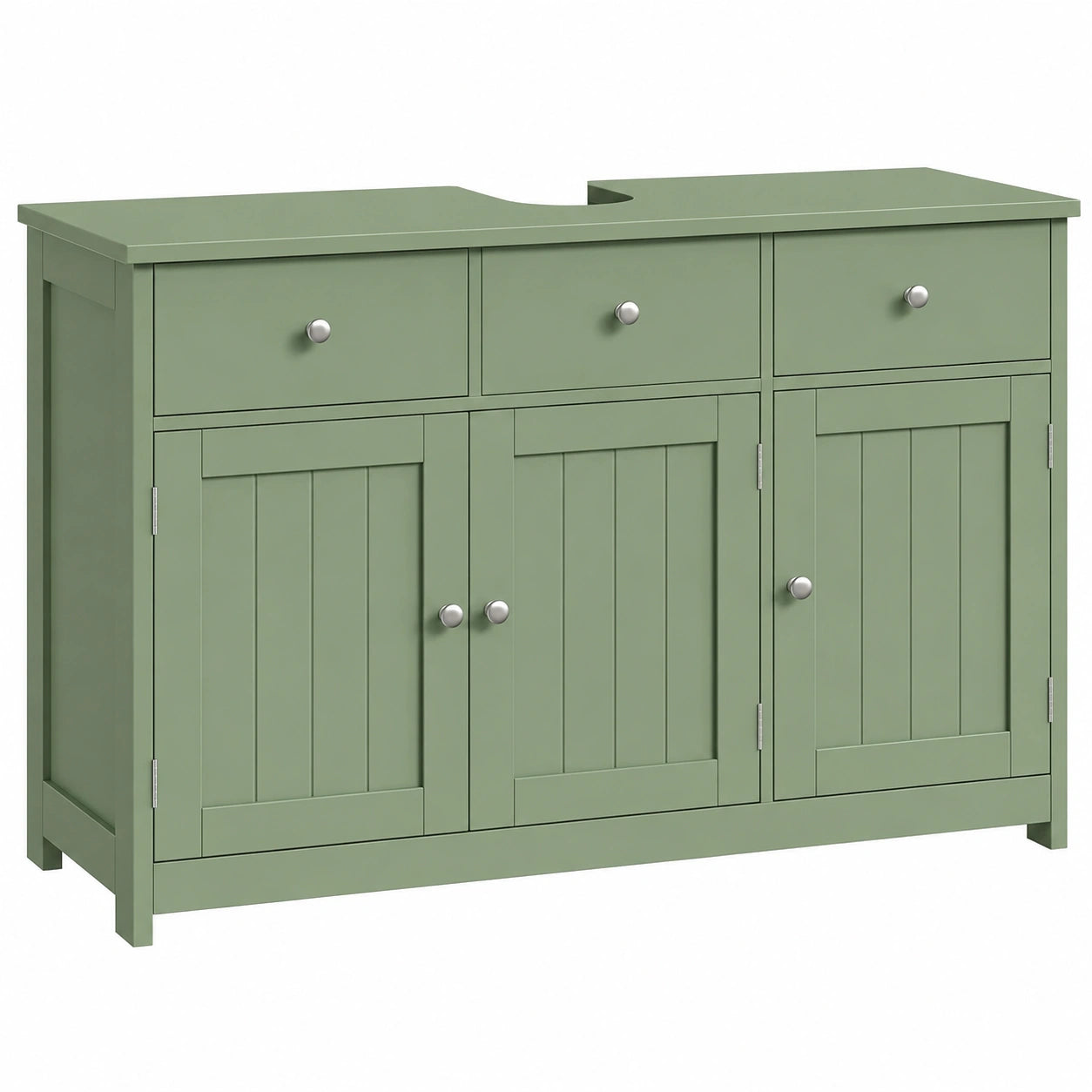 Mueble de baño 100cm con lavabo, 3 puertas y 2 cajones, verde