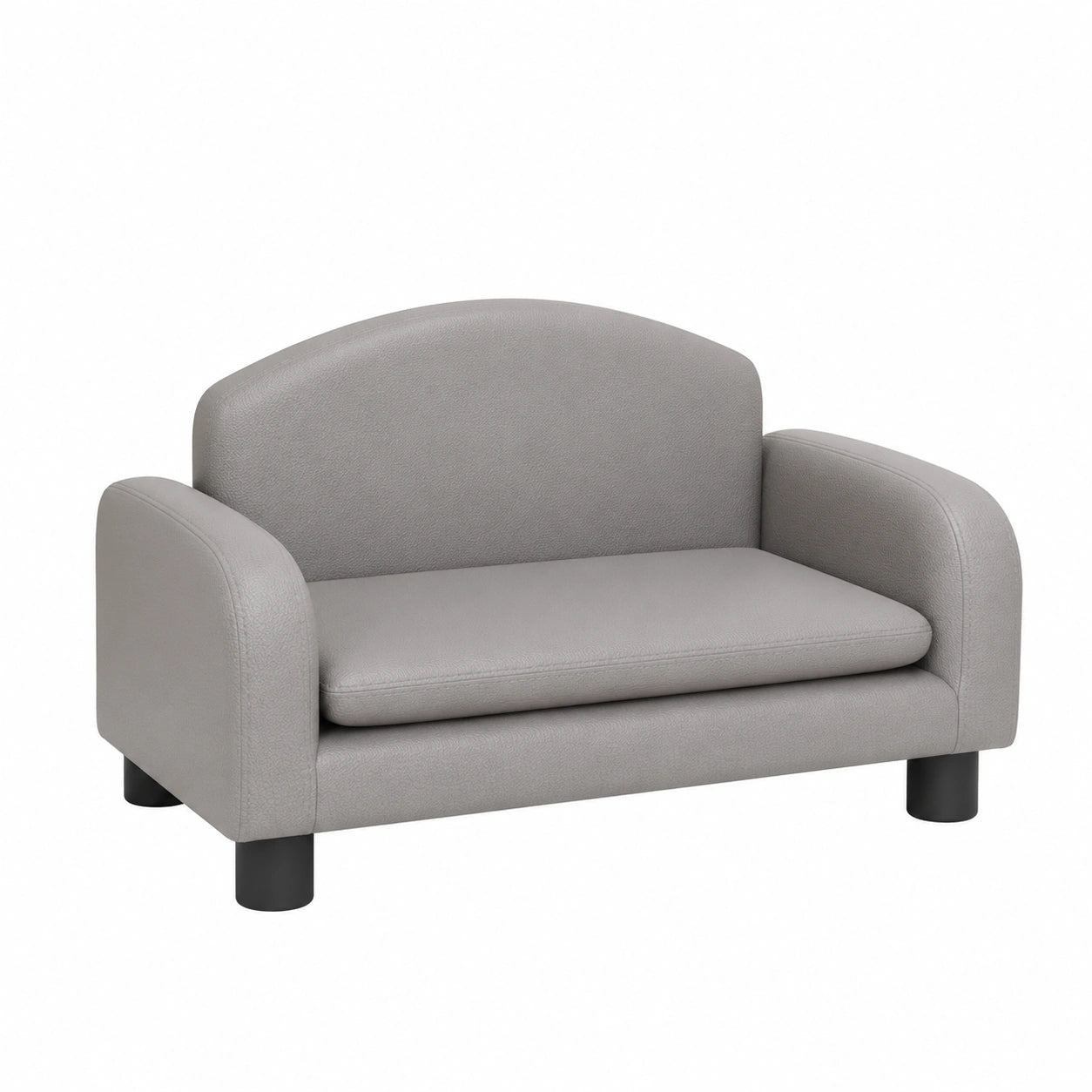 Sofá Infantil Tidyard de Polipiel Gris para Bebés y Niños, Sillón Cama Compacto, 50x40x30 cm, Hasta 50 kg
