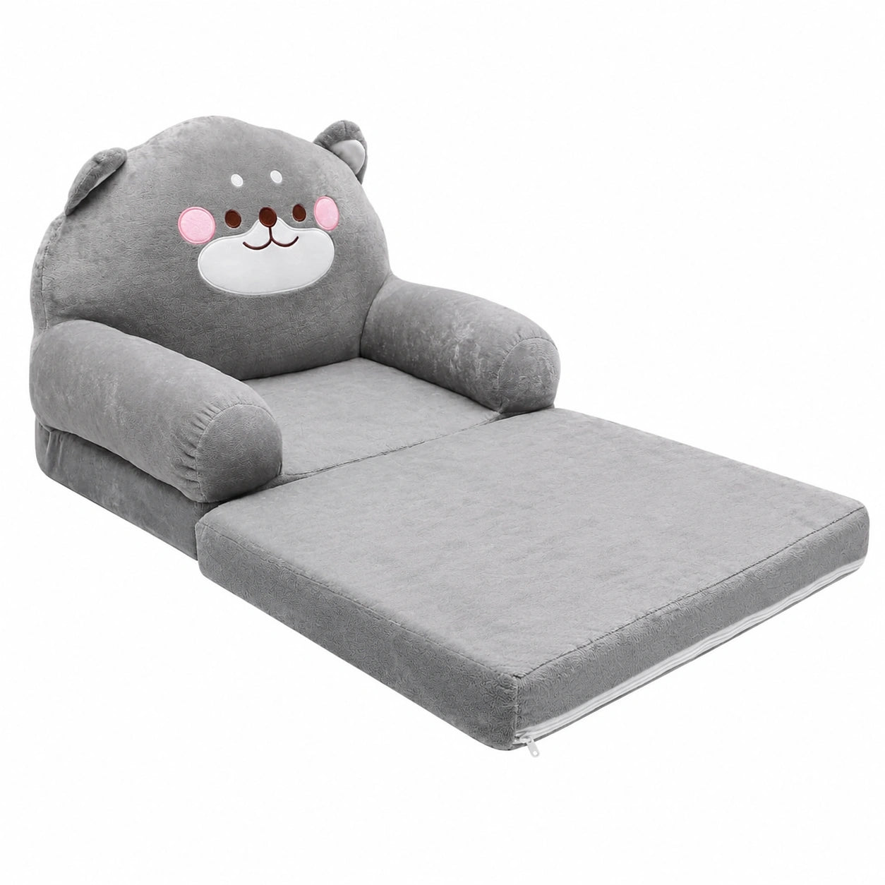 Sofá Cama Infantil 2 en 1 con Funda de Felpa y Diseño de Oso