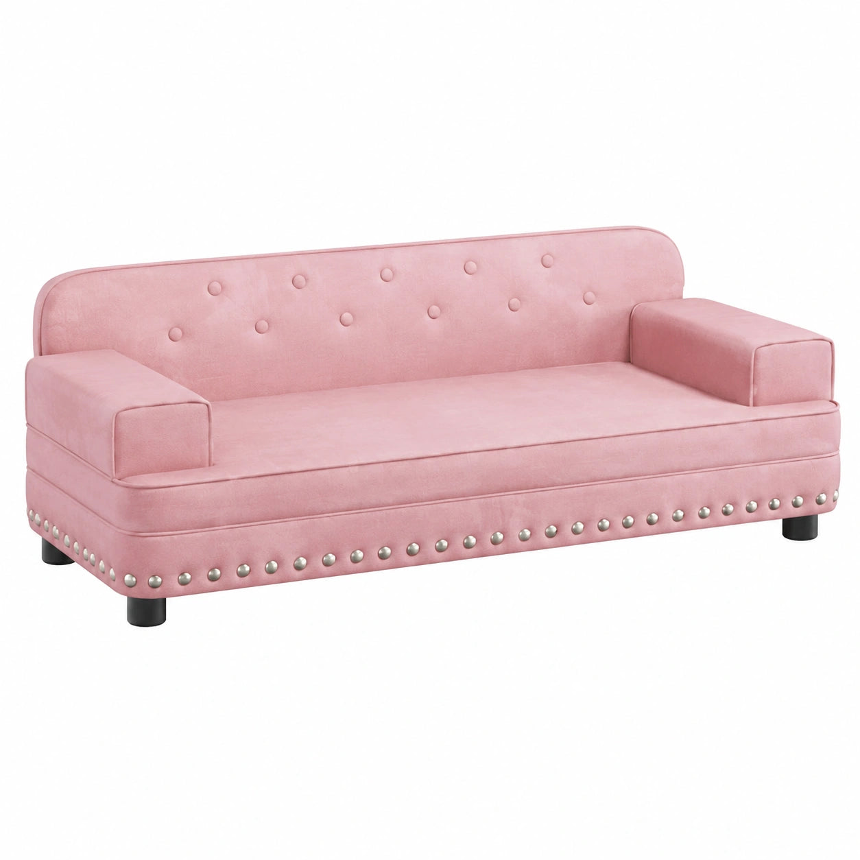 Sofá Infantil de Terciopelo Rosa para Niños - Sillón Cama Cómodo 90x53x30 cm