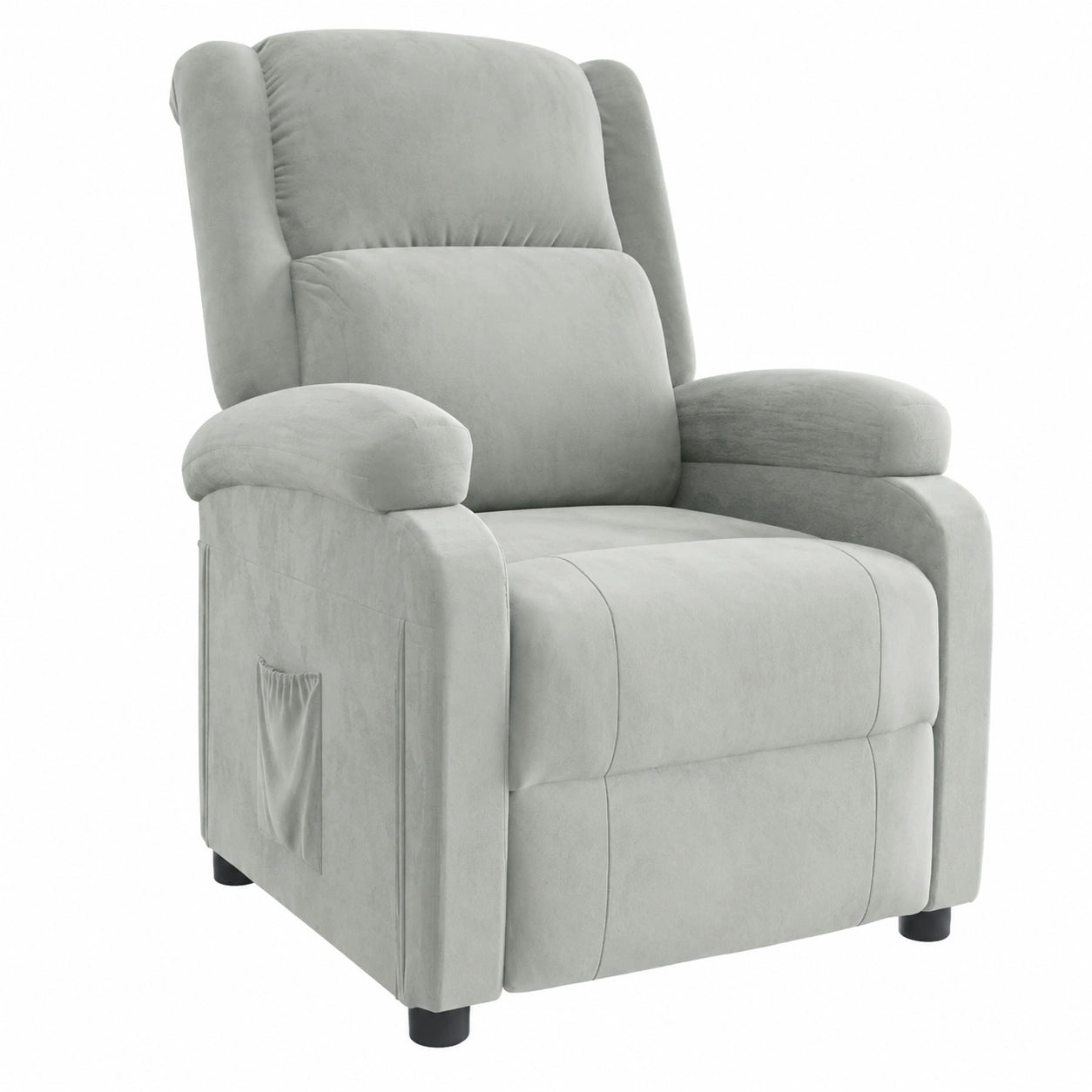 Sillón Reclinable de Terciopelo Gris Claro para Sala de Estar