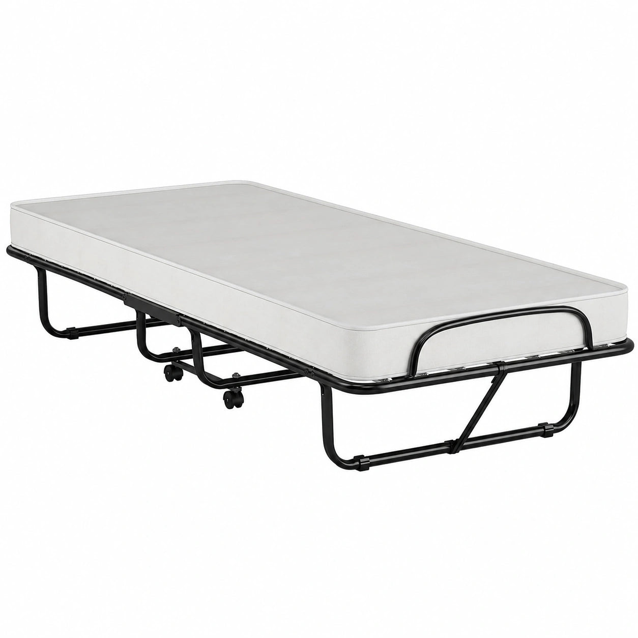 GOPLUS Cama Plegable 80x190 cm, Colchón Viscoelástico 10 cm, Estructura Metálica con Ruedas, Hecha en Italia, Hasta 120 kg