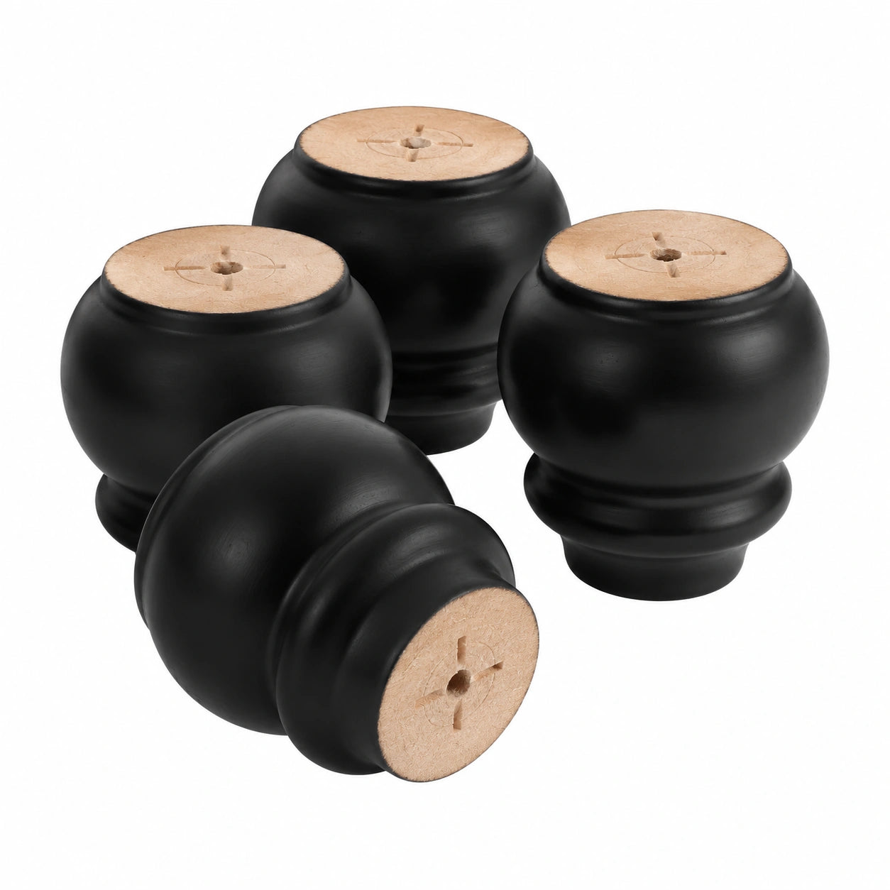 Luxshiny Patas de Madera Negra para Muebles, Set de 4, Instalación Sencilla y Duradera, Perfectas para Camas y Cómodas